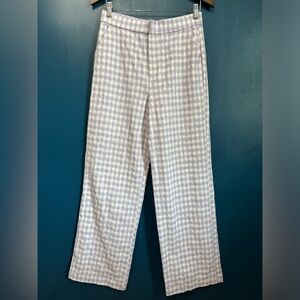 ZARA Gingham Plaid Cotton Blend Wide Leg High Waisted Pants NWT Size Medium